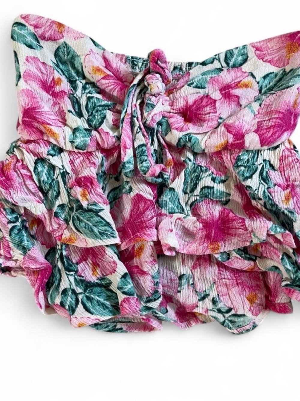 Floral Ruffled Off-Shoulder Top in Pink & Green